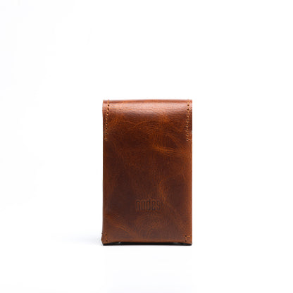 sobo classic - Leather Cigarette Case With Lighter Pocket Caramel Brown