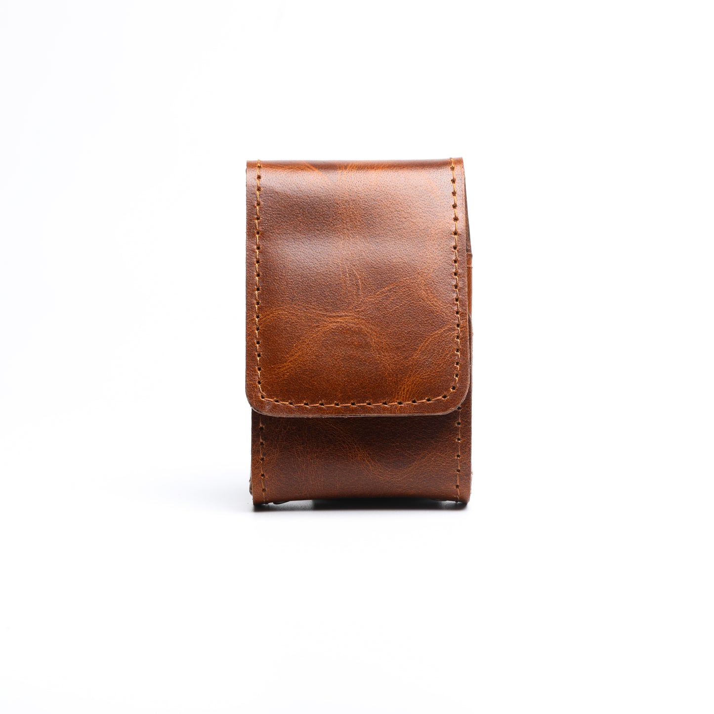 sobo classic - Leather Cigarette Case With Lighter Pocket Caramel Brown