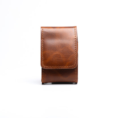 sobo classic - Leather Cigarette Case With Lighter Pocket Caramel Brown